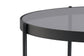 Couchtisch OHIO / Tischplatte Rauchglas grau / Ablageboden MDF Echtholzfurnier schwarz / Gestell Metall schwarz / D 73,5, H 42,5 cm