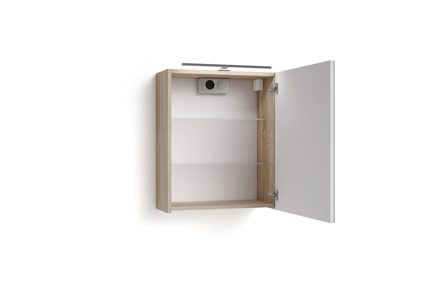 SPREE Spiegelschrank, Breite 50 cm, weiß oder byLIVING LED Eich – Beleuchtung, in