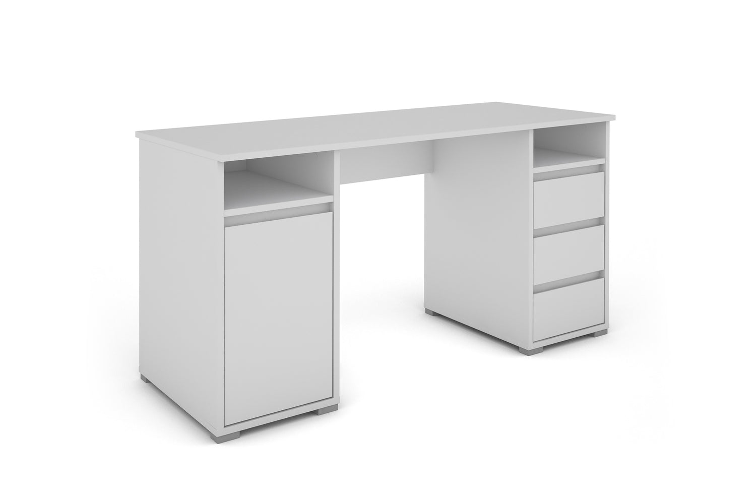 LOBO Schreibtisch, Breite 138 cm, weiß, byLIVING Stauraum, in Eiche-Optik oder –